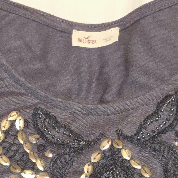 Hollister Sleeveless "Sheer Shelled" Beaded & Jeweled Swing Top - Picture 16 of 16
